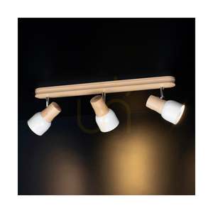 Svantje Ceiling Light, 3xE14, Max. 40W, Birch/Chrome Metal/White Metal Shade, 49 cm small 2