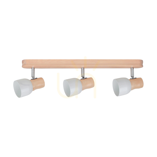 Check Svantje Ceiling Light, 3xE14, Max. 40W, Birch/Chrome Metal/White Metal Shade, 49 cm