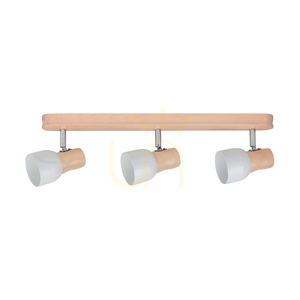 Svantje Ceiling Light, 3xE14, Max. 40W, Birch/Chrome Metal/White Metal Shade, 49 cm small 0