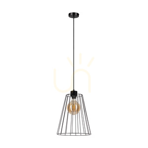 Swan Pendant Light, 1xE27, Max. 60W, Black Metal/Black PVC Cable/Black Metal Shade, Ø30 cm small 0