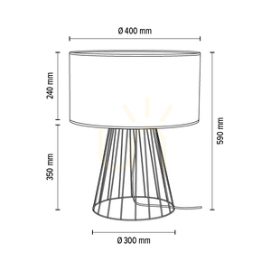 Swan Table Lamp, 1xE27, Max. 60W, Black Metal/Black PVC Cable/White Lampshade, Ø40 cm small 5
