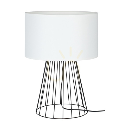 Check Swan Table Lamp, 1xE27, Max. 60W, Black Metal/Black PVC Cable/White Lampshade, Ø40 cm