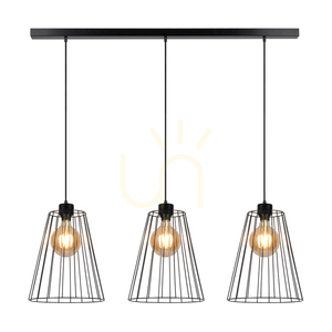 Swan Pendant Light, 3xE27, Max. 60W, Black Metal/Black PVC Cable/Black Metal Shade, 117 cm small 1