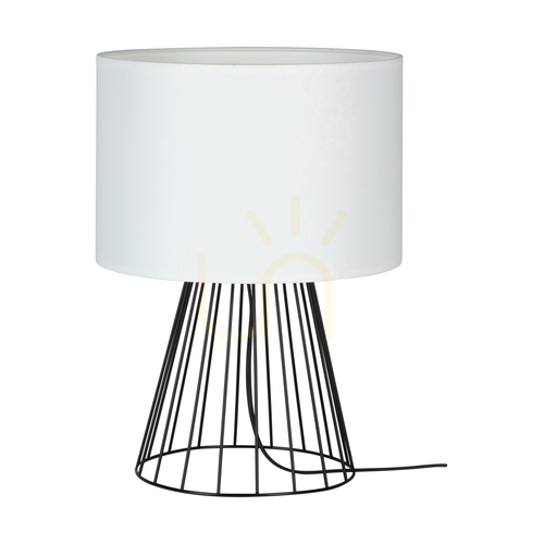 Check Swan Table Lamp, 1xE27, Max. 40W, Black Metal/Black PVC Cable/White Lampshade, Ø25 cm