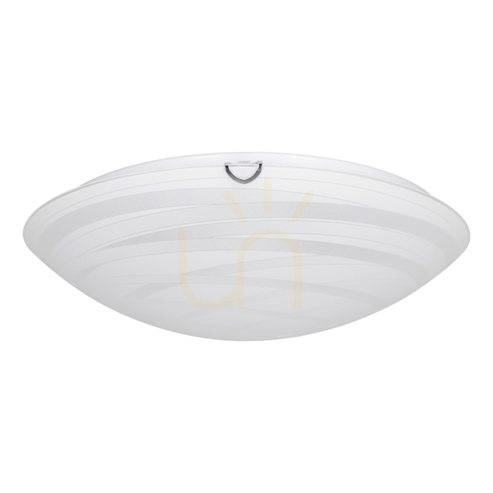 Sydney Ceiling Light, 2xE27, Max. 60W, Chrome Metal/White Glass Shade, Ø40 cm