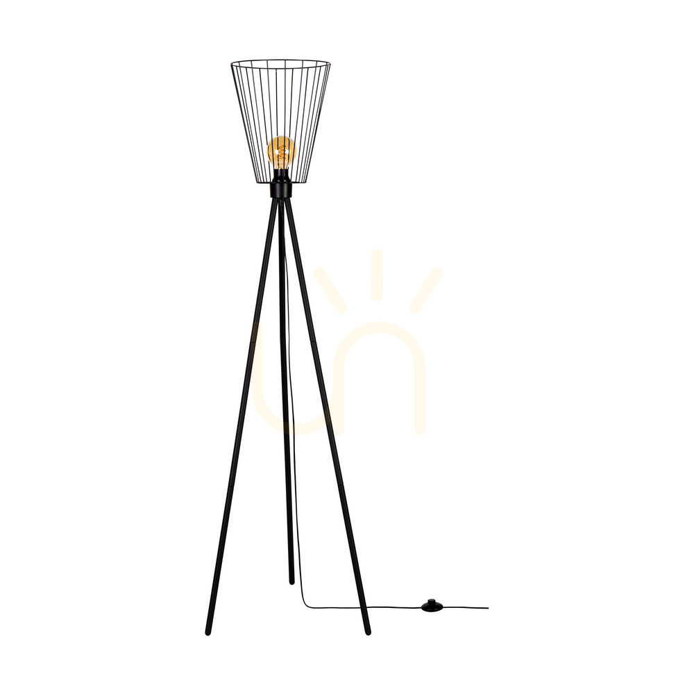 Swan Floor Lamp, 1xE27, Max. 40W, Black Metal/Black PVC Cable/Black Metal Shade, Ø30 cm