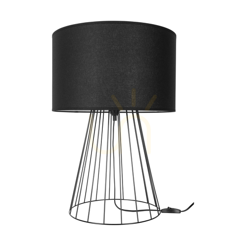 Check Swan Table Lamp, 1xE27, Max. 60W, Black Metal/Black PVC Cable/Black Lampshade, Ø40 cm