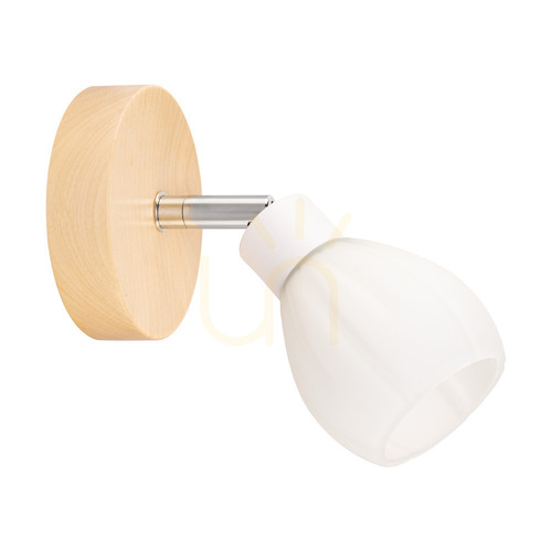 Check Talea Wall Sconce, Includes 1xG9 LED Bulb (Max. 3W), Birch/White Metal/White Glass Shade, Ø10 cm