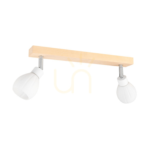Check Talea Ceiling Light, Includes 2xG9 LED Bulbs (Max. 3W), Birch/White Metal/White Glass Shade, 39 cm
