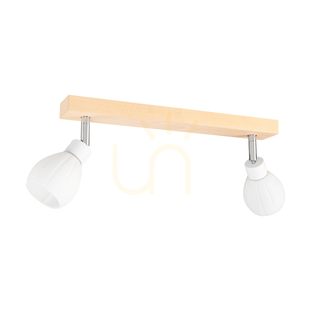 Talea Ceiling Light, Includes 2xG9 LED Bulbs (Max. 3W), Birch/White Metal/White Glass Shade, 39 cm