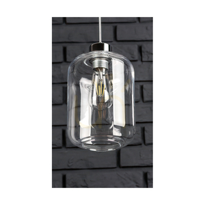 Tarro Pendant Light, 1xE27, Max. 60W, Chrome Metal / Transparent PVC Cable / Transparent Glass Shade, Ø17 cm small 3