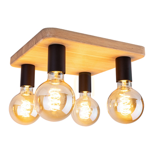 Tamea Ceiling Light, 4xE27, Max. 25W, Oiled Oak/Black Metal, 40 cm small 1