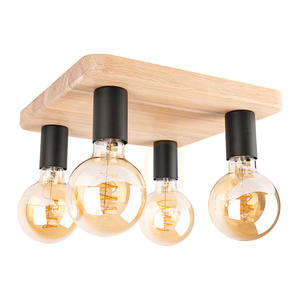 Tamea Ceiling Light, 4xE27, Max. 25W, Oiled Oak/Black Metal, 40 cm small 0