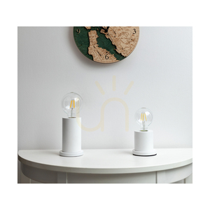 Tasse Table Lamp, 1xE27, Max. 25W, White Beech Wood, Transparent PVC Cable, Ø10 cm small 1