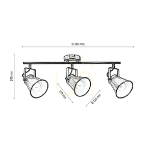 Tekla Ceiling Light, 3xE27, Max. 60W, Metal Patina, 74 cm small 2