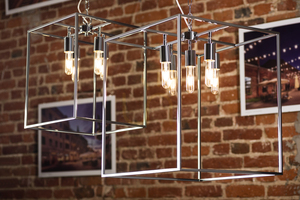 Telaio Pendant Light, 5xE27, Max. 60W, Chrome Metal/Clear Glass, 35.5 cm small 1
