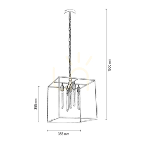 Telaio Pendant Light, 5xE27, Max. 60W, Chrome Metal/Clear Glass, 35.5 cm small 2