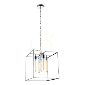 Telaio Pendant Light, 5xE27, Max. 60W, Chrome Metal/Clear Glass, 35.5 cm small 0