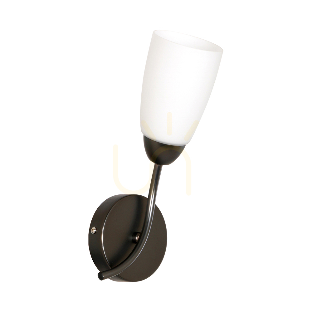 Terni Wall Sconce, 1xE14, Max. 40W, Graphite Metal/White Glass Shade, 17 cm