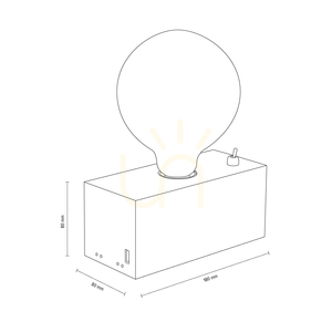 Theo Table Lamp, 1xE27, Max. 25W, Oiled Oak/Black, PVC Cable with Integrated USB Charger, 18 cm small 2