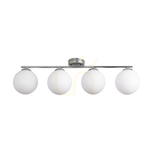 Check Tilo Ceiling Light, 4xE14, Max. 25W, Chrome Metal/White Glass Shade, 77 cm
