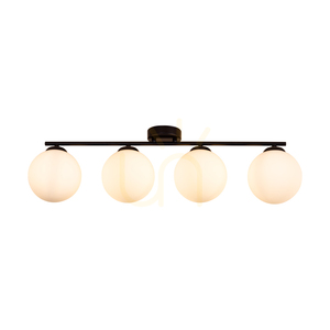 Tilo Ceiling Light, 4xE14, Max. 25W, Black Metal/White Glass Shade, 77 cm small 1