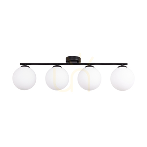 Tilo Ceiling Light, 4xE14, Max. 25W, Black Metal/White Glass Shade, 77 cm small 0