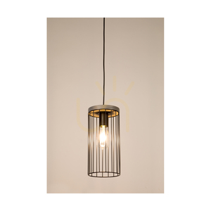 Timeo Pendant Light 4xE27 Max. 60W Gray-Stained Pine / Black PVC Cable / Black Metal Shade 100 cm small 3