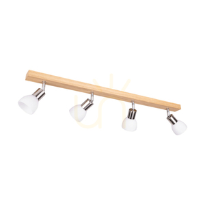 Timon Ceiling Light, 4xE14, Max. 40W, Oiled Oak/Satin Metal/White Glass Shade, 85 cm small 0