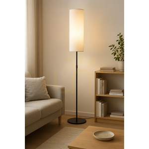 Tina Floor Lamp, 1xE27, Max. 60W, Black Metal/Black PVC Cable/White Lampshade, Ø25 cm small 1