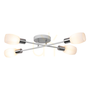 Tosca Ceiling Light, 4xE14, Max. 40W, White-Chrome Metal / White Glass Shade, 67 cm small 1