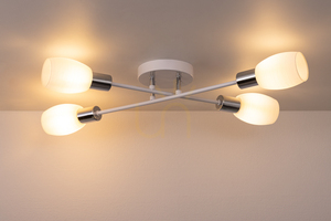 Tosca Ceiling Light, 4xE14, Max. 40W, White-Chrome Metal / White Glass Shade, 67 cm small 3