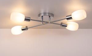 Tosca Ceiling Light, 4xE14, Max. 40W, Chrome Metal/White Glass Shade, 67 cm small 3