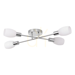 Tosca Ceiling Light, 4xE14, Max. 40W, Chrome Metal/White Glass Shade, 67 cm small 0