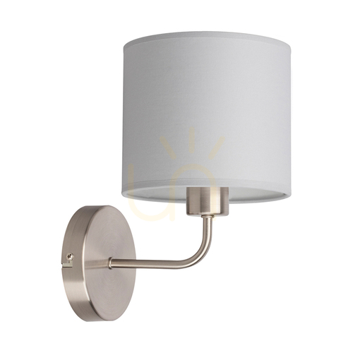 Check Tomi Wall Sconce 1xE27 Max. 40W Satin Metal/Light Gray Lampshade 23 cm