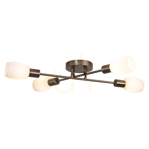 Tosca Ceiling Light, 4xE14, Max. 40W, Metal Patina/White, Glass Shade, 67 cm small 1