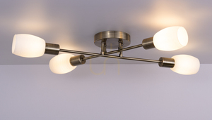 Tosca Ceiling Light, 4xE14, Max. 40W, Metal Patina/White, Glass Shade, 67 cm small 3