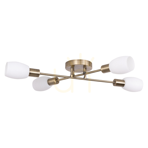 Check Tosca Ceiling Light, 4xE14, Max. 40W, Metal Patina/White, Glass Shade, 67 cm