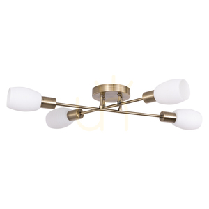 Tosca Ceiling Light, 4xE14, Max. 40W, Metal Patina/White, Glass Shade, 67 cm small 0