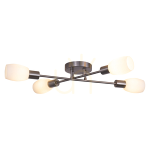 Tosca Ceiling Light, 4xE14, Max. 40W, Satin Metal/White, Glass Shade, 67 cm small 1