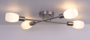Tosca Ceiling Light, 4xE14, Max. 40W, Satin Metal/White, Glass Shade, 67 cm small 2