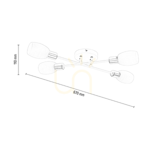 Tosca Ceiling Light, 4xE14, Max. 40W, Satin Metal/White, Glass Shade, 67 cm small 3