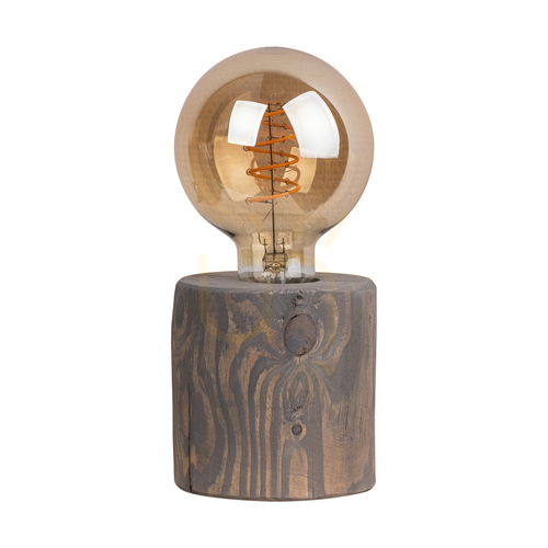 Check Trabo Table Lamp, 1xE27, Max. 25W, Gray-Stained Pine, Black PVC Cable, Ø8–12 cm