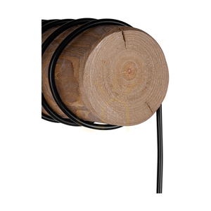 Trabo Carlos Wall Sconce, 1xE27, Max. 25W, Brown-Stained Pine/Black PVC Cable/Black Lampshade, 27.5 cm small 3
