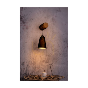 Trabo Carlos Wall Sconce, 1xE27, Max. 25W, Brown-Stained Pine/Black PVC Cable/Black Lampshade, 27.5 cm small 5