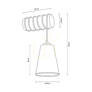 Trabo Carlos Wall Sconce, 1xE27, Max. 25W, Brown-Stained Pine/Black PVC Cable/Black Lampshade, 27.5 cm small 6