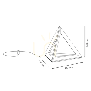 Trigonon Table Lamp, 1xLED, 3000K, 27W, Beech and Walnut Wood, Black PVC Cable, 42 cm small 3