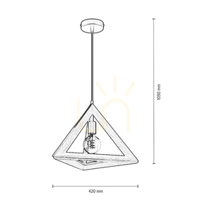 Trigonon Pendant Light, 1xE27, Max. 60W, Oiled Oak/Black Metal/Black PVC Cable, 42 cm small 3