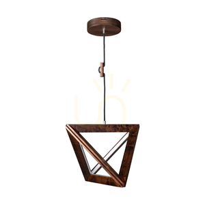 Trigonon Pendant Light, 1xLED, 3000K, 27W, Beech and Walnut Wood, Black Braided Cable, 42 cm small 0