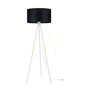 Tripod Floor Lamp, 1xE27, Max. 40W, White Metal/Transparent PVC Cable/Black Lampshade, Ø50 cm small 0